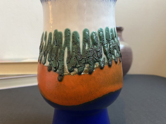 Image 1 of Vase aus Strehla Keramik mit Fatlava-Glasur