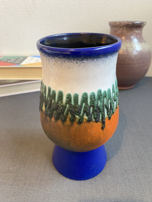 Vase aus Strehla Keramik mit Fatlava-Glasur