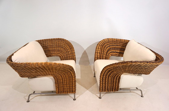 Image 1 of 2er Set Rattan Ohrensessel