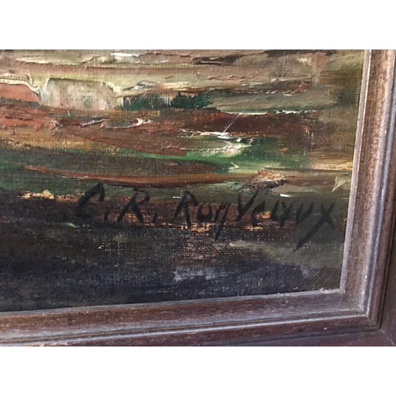 Image 1 of Vintage Öl auf Leinwand "Ansicht des Hafens" von C.R. Ronveaux, 1940