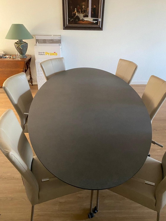 Image 1 of Bree's Neue Welt. Dining Corner Table 169 Libra Oval + 6 Sessel 283 Tanto Edelstahl