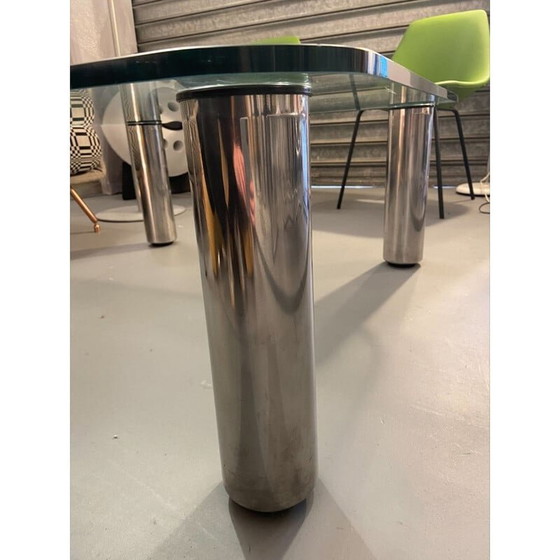 Image 1 of Vintage Couchtisch aus Glas und Chromstahl von Marco Zanuso für Zanotta, 1970