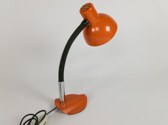 Image 1 of Niederländisches Design – Hala Zeist – Holland – Modell 704A – flexibler Hals – Chrom – Orange – 70er Jahre