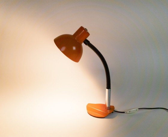 Image 1 of Niederländisches Design – Hala Zeist – Holland – Modell 704A – flexibler Hals – Chrom – Orange – 70er Jahre