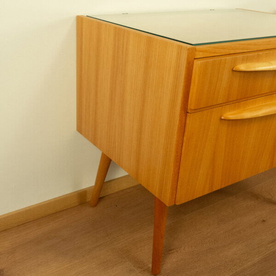 Image 1 of 2x 1960s Bedside Tables: Softwood with Glass Top