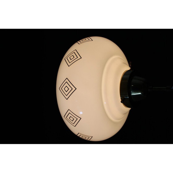 Image 1 of Vintage Glas-Pendelleuchte mit Messingkette, Tschechoslowakei 1970er Jahre