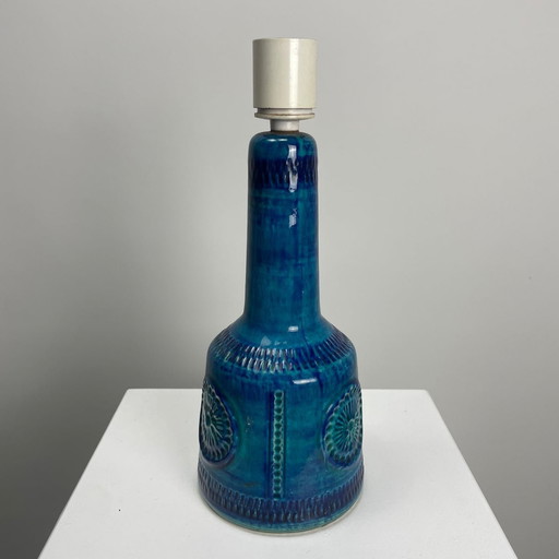 Deutsche Blaue Keramik Tischlampe von 1960