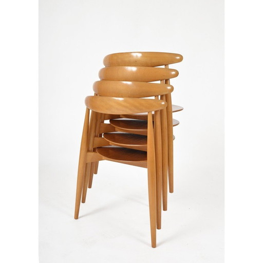 Vintage Fh4103 Heart Esszimmerstühle von Hans Wegner für Fritz Hansen, Dänemark 1950er Jahre
