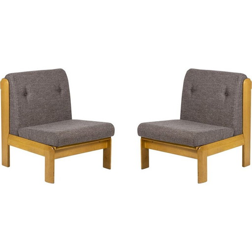 Paar Vintage-Sessel aus Buchenholz und Stoff, 1960