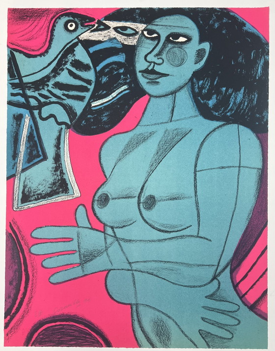 Image 1 of Guillaume Corneille (Cobra) Seltene Lithographie Signiert Tendre Est L'Oiseau 1991