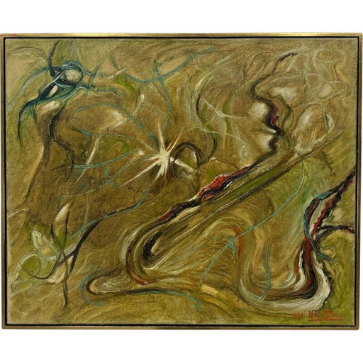 Vintage-Gemälde von H. Catteau, 1961
