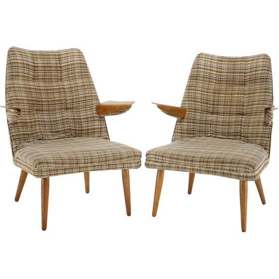 Image 1 of Vintage Sessel aus Holz und Stoff, Tschechoslowakei 1960er Jahre