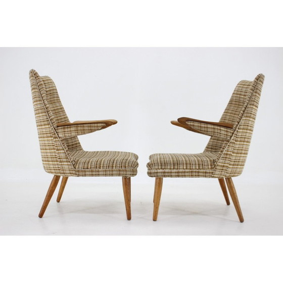 Image 1 of Vintage Sessel aus Holz und Stoff, Tschechoslowakei 1960er Jahre