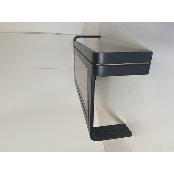 Image 1 of 1x Italienischer Couchtisch im modernen Stil der 1980er Jahre, Granitplatte und gebogenes Holzgestell mit schwarzem Rahmen