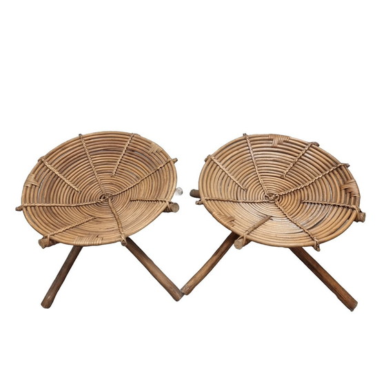Image 1 of Vintage Afrikanische Rattan-Hocker