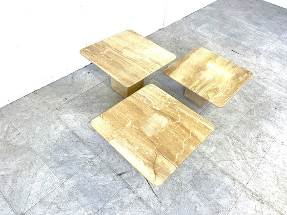 Image 1 of Vintage-Travertin-Nesting-Tische oder Beistelltische, 1970er Jahre