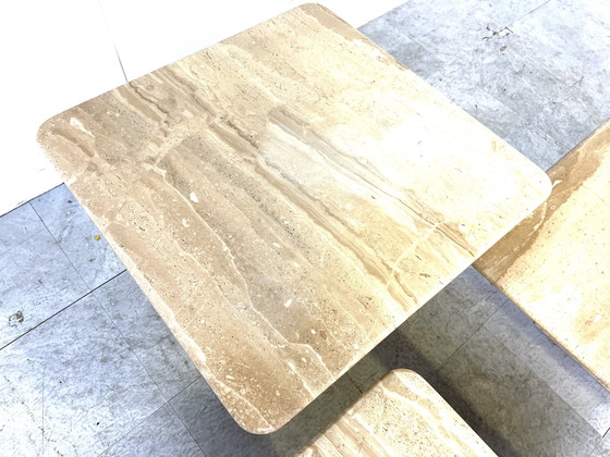 Image 1 of Vintage-Travertin-Nesting-Tische oder Beistelltische, 1970er Jahre