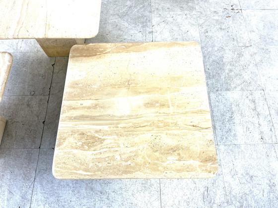 Image 1 of Vintage-Travertin-Nesting-Tische oder Beistelltische, 1970er Jahre