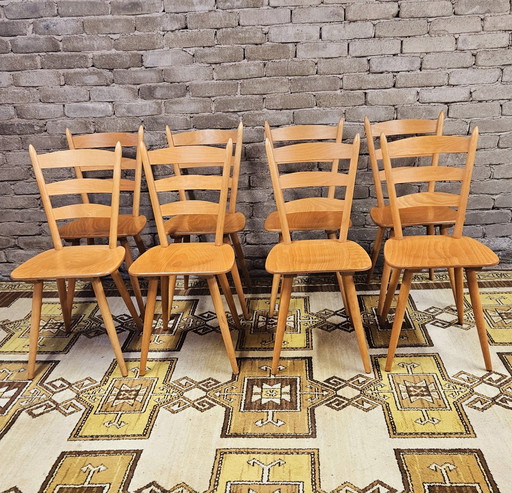 Satz Von 8 Bistrostühlen Vintage Jahr 1960