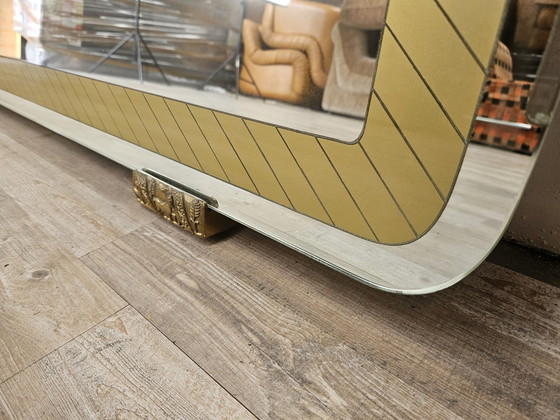 Image 1 of Mid Century Spiegel mit goldenen und messingfarbenen Verzierungen