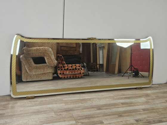 Image 1 of Mid Century Spiegel mit goldenen und messingfarbenen Verzierungen