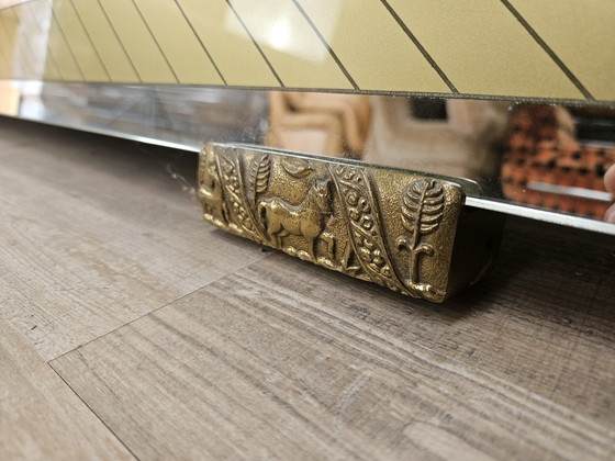 Image 1 of Mid Century Spiegel mit goldenen und messingfarbenen Verzierungen