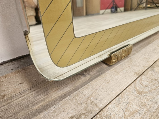 Image 1 of Mid Century Spiegel mit goldenen und messingfarbenen Verzierungen