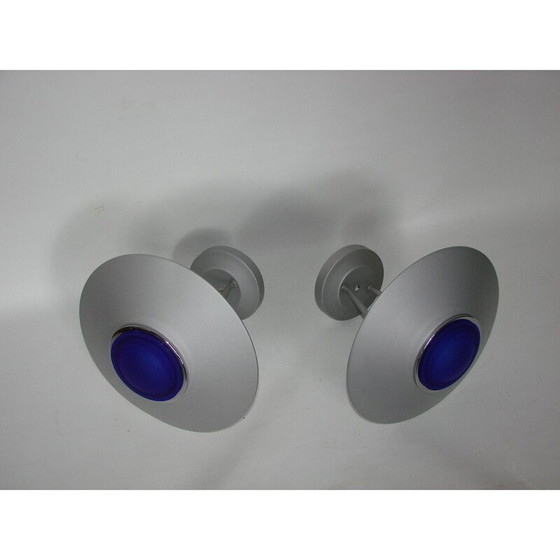 Image 1 of Paar Wandleuchter aus Metall und Glas, 1980