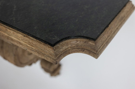 Image 1 of Konsole Aus Geschnitzter Eiche Und Marmor. 1940er Jahre.