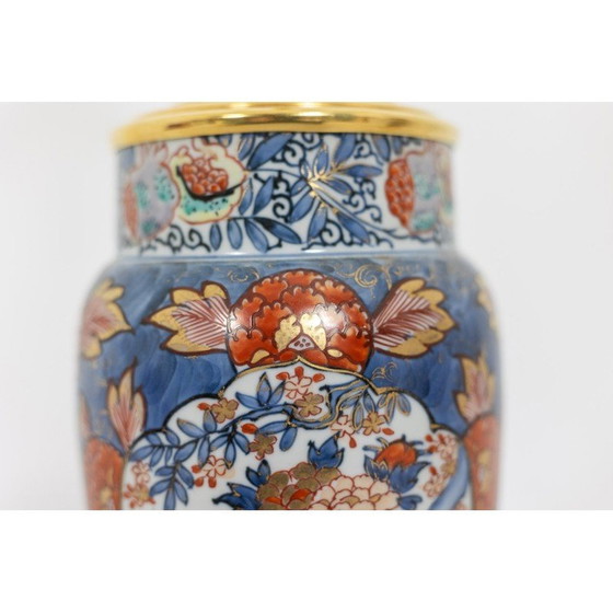 Image 1 of Paar alte Lampen aus Imari-Porzellan und vergoldeter Bronze mit Blumendekor, Frankreich 1880