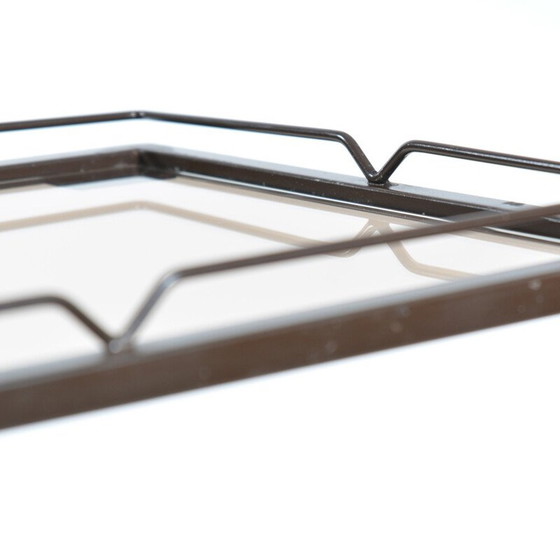 Image 1 of Vintage Servierwagen aus Metall und Rauchglas, Tschechoslowakei 1970