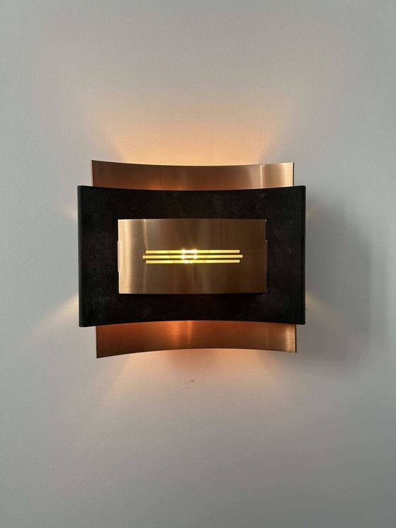 Image 1 of 2X Wandleuchten Aus Kupfer - Niederlande 1960