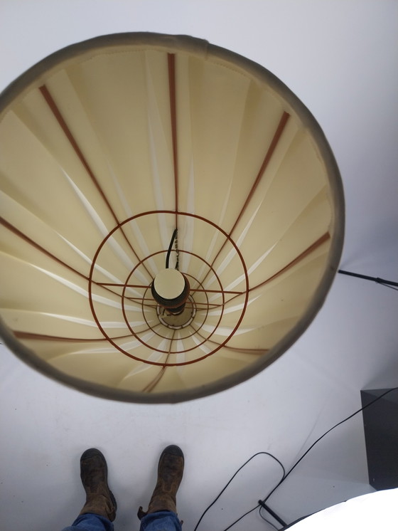 Image 1 of Bohemian Stehlampe aus plissiertem Stoff, Cocoon Stehlampe Japandi