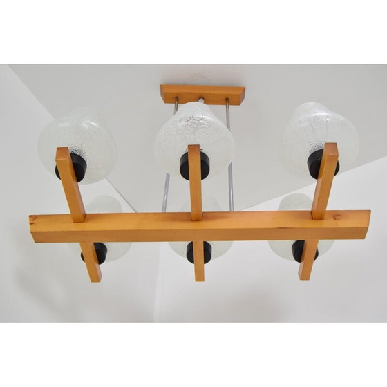 Image 1 of Vintage-Kronleuchter aus Holz von Jilove u Decina, Tschechoslowakei 1970