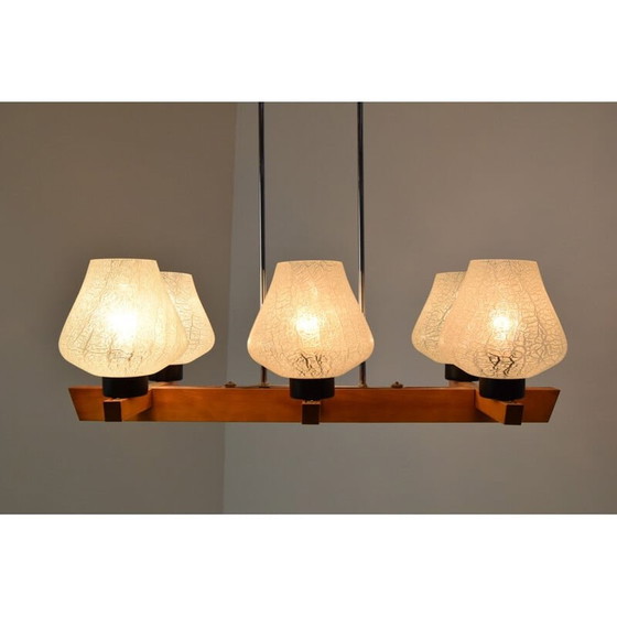 Image 1 of Vintage-Kronleuchter aus Holz von Jilove u Decina, Tschechoslowakei 1970