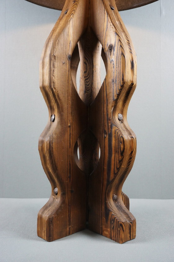 Image 1 of Brutalistische Lampe aus massiver Eiche verbrannt
