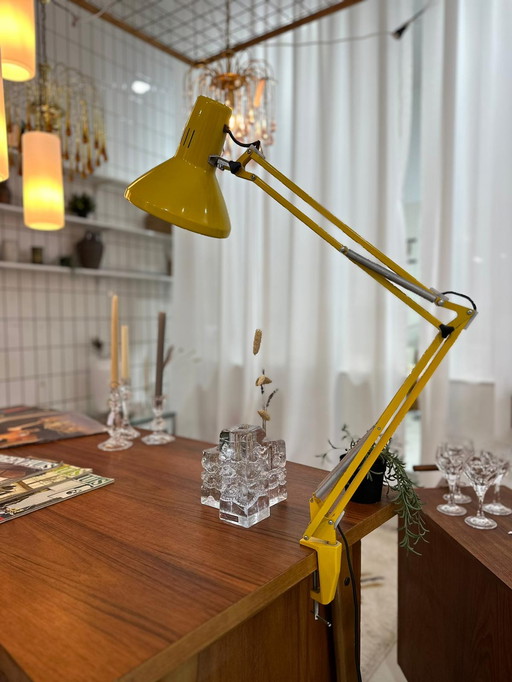 Vintage gelbe Schreibtischlampe, Architektenlampe - LEDU, 1970er Jahre