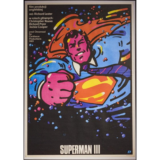 Image 1 of Vintage-Filmplakat "Superman III" von Waldemar Świerz, Polen 1985