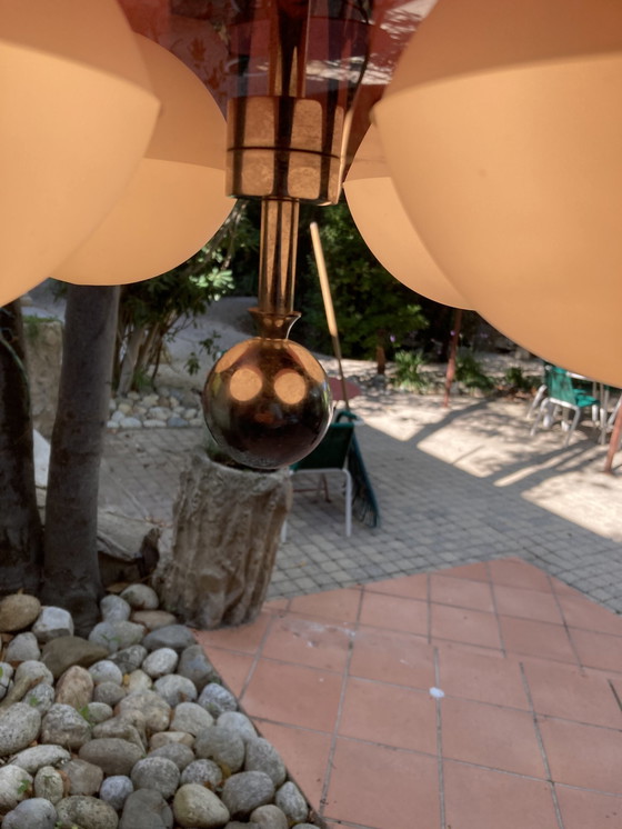 Image 1 of Italienischer Kronleuchter, Vintage, 4 Opaline Plexiglas, Space Age