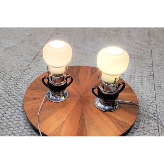 Image 1 of Paar alte Tischlampen aus Keramik und Glas, Bulgarien