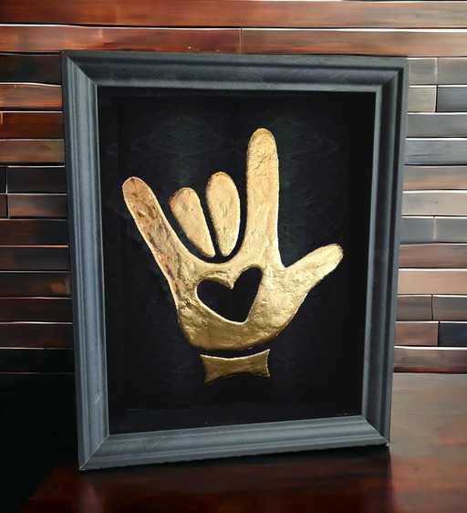 Ich liebe dich Handsign 23Ct Gold plattiert Kunstwerk im Rahmen