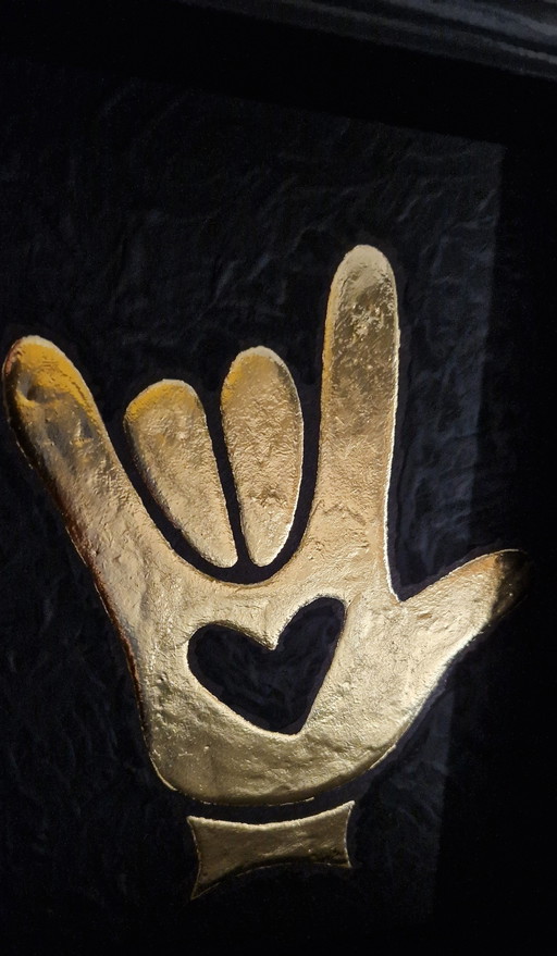 Ich liebe dich Handsign 23Ct Gold plattiert Kunstwerk im Rahmen