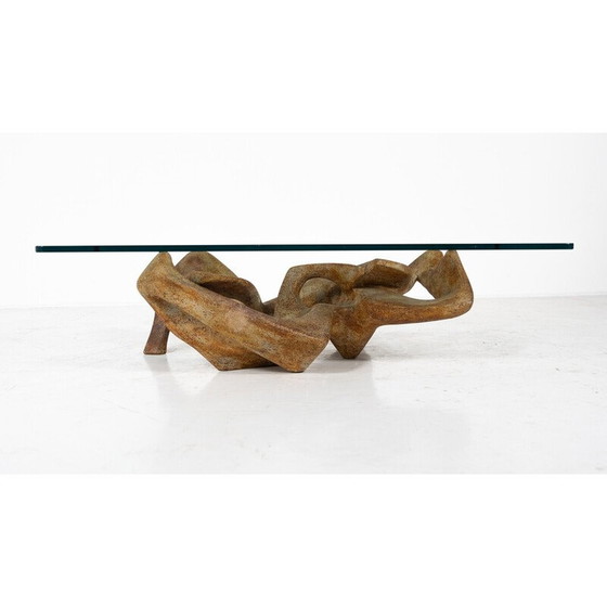 Image 1 of Vintage Couchtisch aus Glas und Beton von Claudio Trevi, 1970