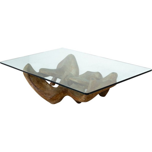 Vintage Couchtisch aus Glas und Beton von Claudio Trevi, 1970