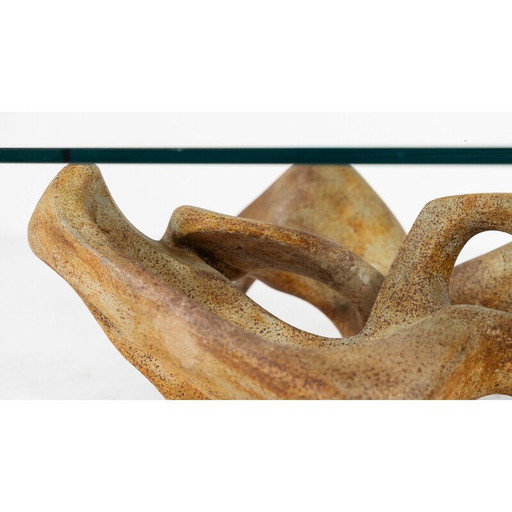 Vintage Couchtisch aus Glas und Beton von Claudio Trevi, 1970