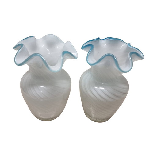 2 Vintage-Vasen im Murano-Stil Swirl