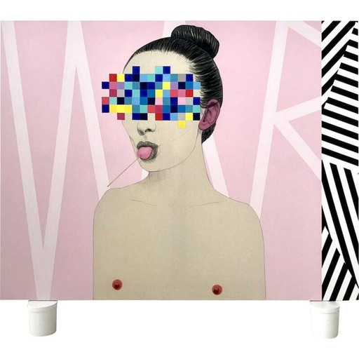 Vintage-Mischtechnik auf Leinwand "Mateo Andrea" von Razzle Dazzle, 2022