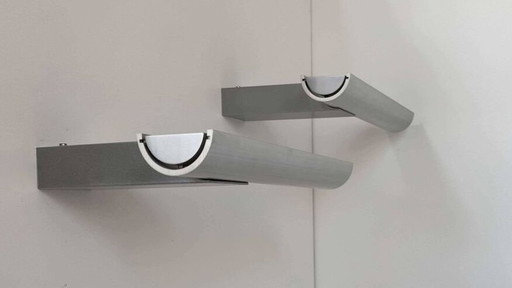 2X Wandleuchten aus Aluminiumguss von Verre Lumière Studio 2065 - Frankreich 1970