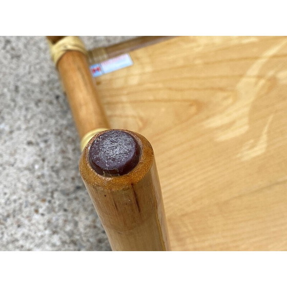 Image 1 of Vintage Couchtisch aus Rattan und Eichenfurnier für Maugrion, 1980