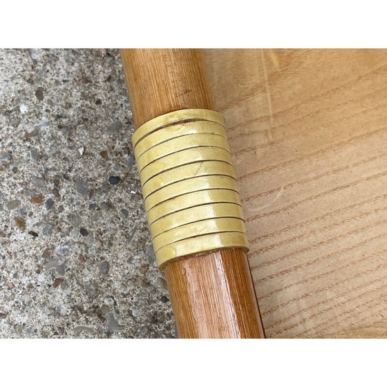 Image 1 of Vintage Couchtisch aus Rattan und Eichenfurnier für Maugrion, 1980